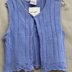 Blue sleeveless button down sweater